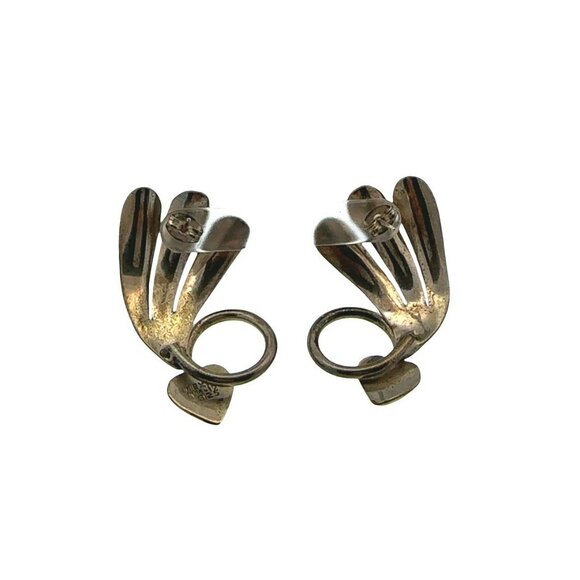 Vintage Taxco Mexico Sterling Silver & Brass Pierced Feather Heart Earrings! 66 - Picture 3 of 6